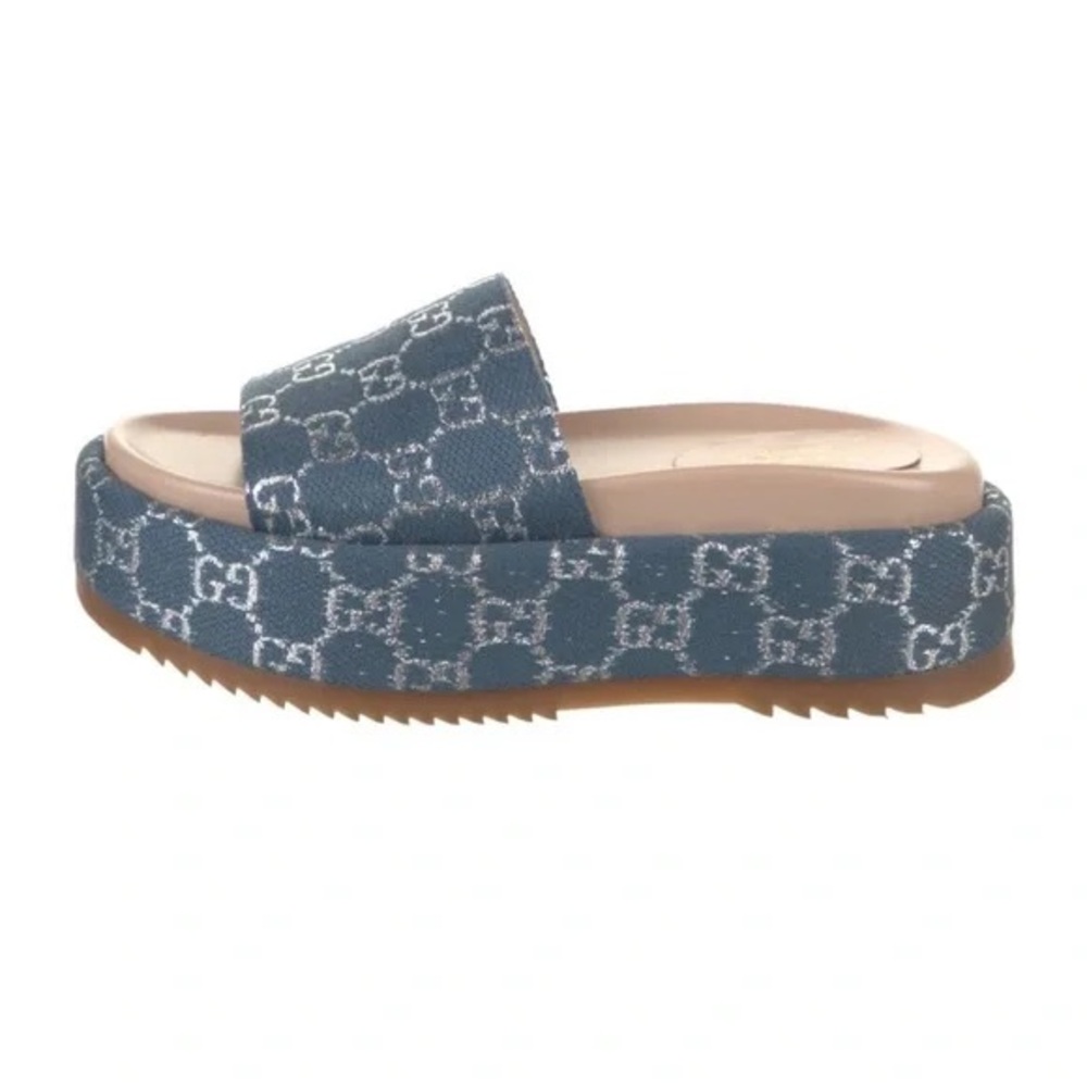 Gucci Denim Blue Platform Sandals